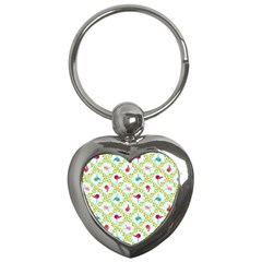 Birds-pattern-background Key Chain (heart)