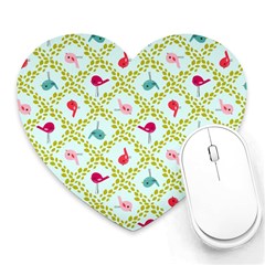 Birds-pattern-background Heart Mousepad by uniart180623