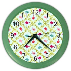 Birds-pattern-background Color Wall Clock by uniart180623