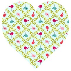 Birds-pattern-background Wooden Puzzle Heart by uniart180623