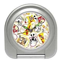 Vector-seamless-pattern-nice-animals-cartoon Travel Alarm Clock by uniart180623