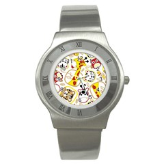 Vector-seamless-pattern-nice-animals-cartoon Stainless Steel Watch by uniart180623