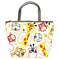 Vector-seamless-pattern-nice-animals-cartoon Bucket Bag by uniart180623