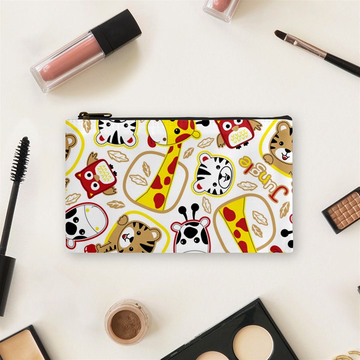 Vector-seamless-pattern-nice-animals-cartoon Cosmetic Bag (Small)