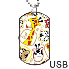 Vector-seamless-pattern-nice-animals-cartoon Dog Tag Usb Flash (two Sides) by uniart180623