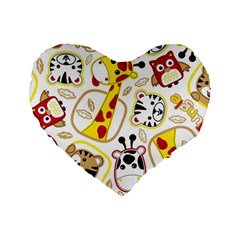 Vector-seamless-pattern-nice-animals-cartoon Standard 16  Premium Heart Shape Cushions by uniart180623