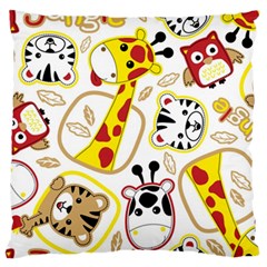 Vector-seamless-pattern-nice-animals-cartoon Large Premium Plush Fleece Cushion Case (one Side) by uniart180623