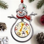 Vector-seamless-pattern-nice-animals-cartoon Metal Snowman Ornament Front