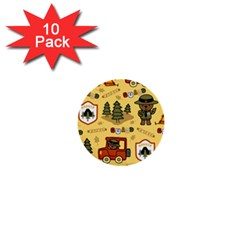 Seamless-pattern-funny-ranger-cartoon 1  Mini Buttons (10 Pack)  by uniart180623