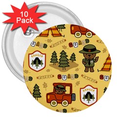 Seamless-pattern-funny-ranger-cartoon 3  Buttons (10 Pack)  by uniart180623