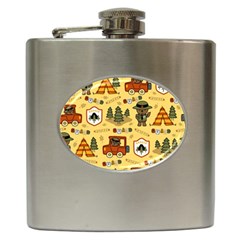 Seamless-pattern-funny-ranger-cartoon Hip Flask (6 Oz) by uniart180623