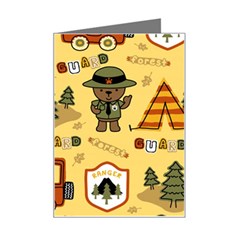 Seamless-pattern-funny-ranger-cartoon Mini Greeting Card by uniart180623