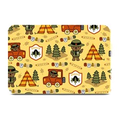 Seamless-pattern-funny-ranger-cartoon Plate Mats by uniart180623