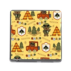 Seamless-pattern-funny-ranger-cartoon Memory Card Reader (square 5 Slot) by uniart180623