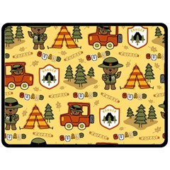 Seamless-pattern-funny-ranger-cartoon Fleece Blanket (large) by uniart180623