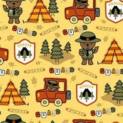 Seamless-pattern-funny-ranger-cartoon Play Mat (rectangle) by uniart180623