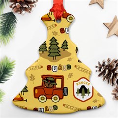 Seamless-pattern-funny-ranger-cartoon Ornament (christmas Tree)  by uniart180623