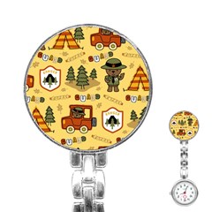 Seamless-pattern-funny-ranger-cartoon Stainless Steel Nurses Watch by uniart180623