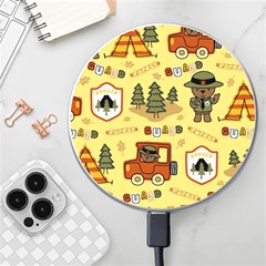 Seamless-pattern-funny-ranger-cartoon Wireless Fast Charger(white) by uniart180623