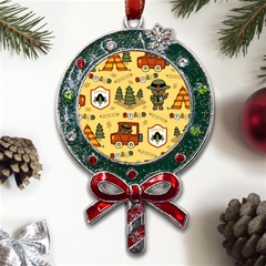 Seamless-pattern-funny-ranger-cartoon Metal X mas Lollipop With Crystal Ornament by uniart180623