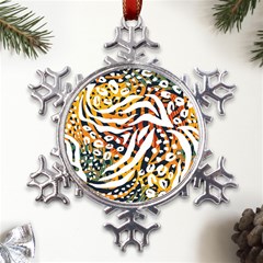 Abstract-geometric-seamless-pattern-with-animal-print Metal Large Snowflake Ornament