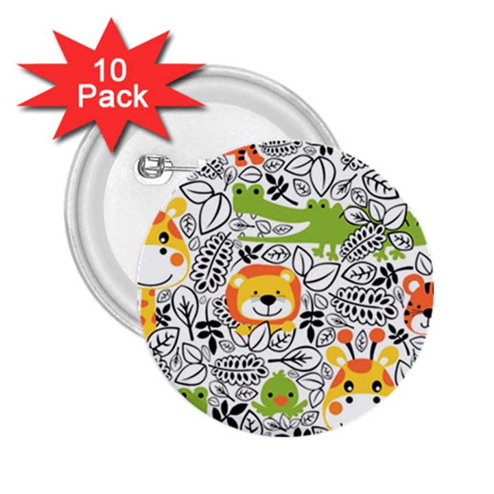 Seamless-pattern-with-wildlife-cartoon 2.25  Buttons (10 pack) 