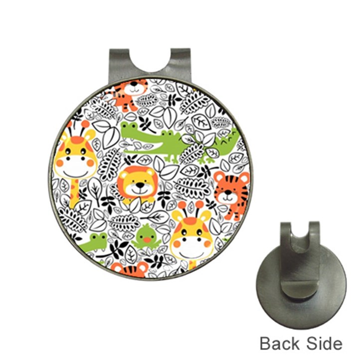 Seamless-pattern-with-wildlife-cartoon Hat Clips with Golf Markers