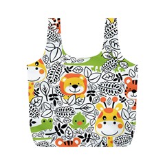 Seamless-pattern-with-wildlife-cartoon Full Print Recycle Bag (m) by uniart180623