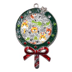 Seamless-pattern-with-wildlife-cartoon Metal X mas Lollipop With Crystal Ornament by uniart180623