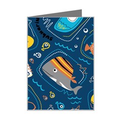 Seamless-pattern-vector-submarine-with-sea-animals-cartoon Mini Greeting Card by uniart180623