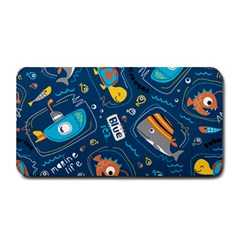 Seamless-pattern-vector-submarine-with-sea-animals-cartoon Medium Bar Mat by uniart180623