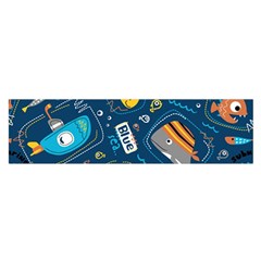 Seamless-pattern-vector-submarine-with-sea-animals-cartoon Oblong Satin Scarf (16  X 60 ) by uniart180623