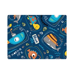 Seamless-pattern-vector-submarine-with-sea-animals-cartoon Premium Plush Fleece Blanket (mini) by uniart180623