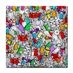 Graffiti-characters-seamless-pattern Tile Coaster by uniart180623