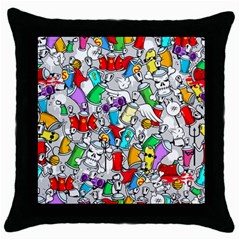 Graffiti-characters-seamless-pattern Throw Pillow Case (black) by uniart180623