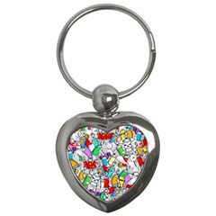 Graffiti-characters-seamless-pattern Key Chain (heart)