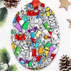 Graffiti-characters-seamless-pattern Oval Ornament (two Sides) by uniart180623