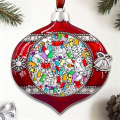 Graffiti-characters-seamless-pattern Metal Snowflake And Bell Red Ornament