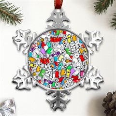 Graffiti-characters-seamless-pattern Metal Small Snowflake Ornament