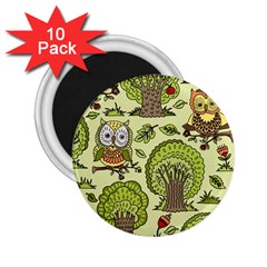 Seamless-pattern-with-trees-owls 2 25  Magnets (10 Pack)  by uniart180623