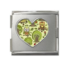 Seamless-pattern-with-trees-owls Mega Link Heart Italian Charm (18mm) by uniart180623