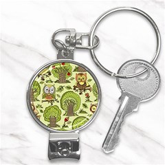 Seamless-pattern-with-trees-owls Nail Clippers Key Chain by uniart180623