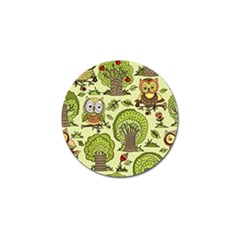 Seamless-pattern-with-trees-owls Golf Ball Marker (10 Pack) by uniart180623