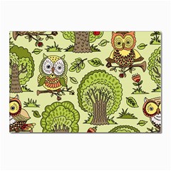 Seamless-pattern-with-trees-owls Postcard 4 x 6  (pkg Of 10) by uniart180623