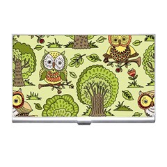 Seamless-pattern-with-trees-owls Business Card Holder by uniart180623