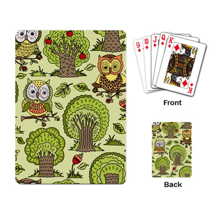 Seamless-pattern-with-trees-owls Playing Cards Single Design (Rectangle)