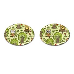 Seamless-pattern-with-trees-owls Cufflinks (oval) by uniart180623