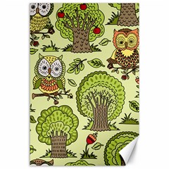 Seamless-pattern-with-trees-owls Canvas 24  X 36  by uniart180623