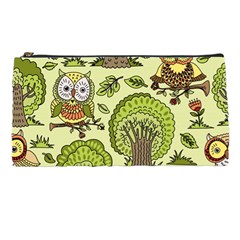 Seamless-pattern-with-trees-owls Pencil Case by uniart180623