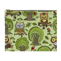 Seamless-pattern-with-trees-owls Cosmetic Bag (xl) by uniart180623